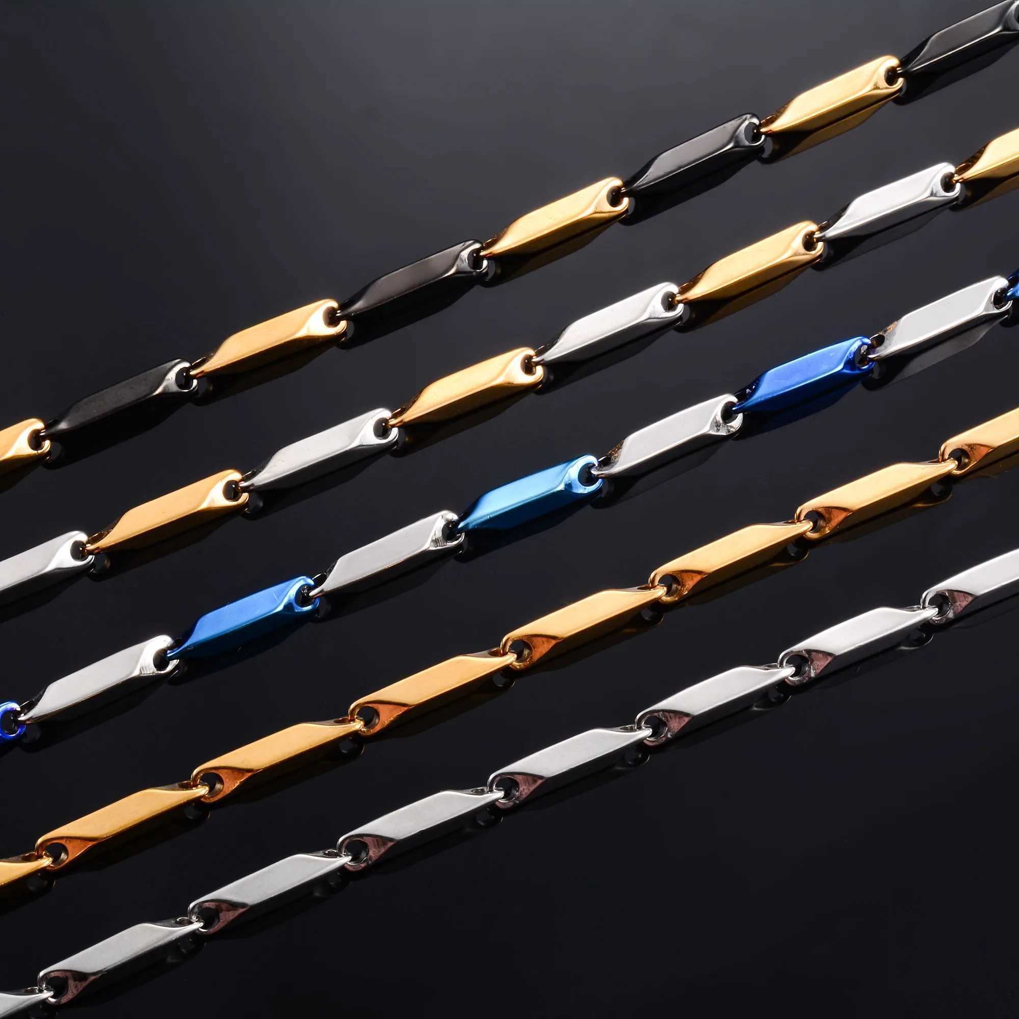 2.5mm/3mm Wide Stainless Steel Bar Link Bamboo Necklace Neck Chain for Women Mens Choker Rock Fashion Metal Jewelry Accessories XJ250604