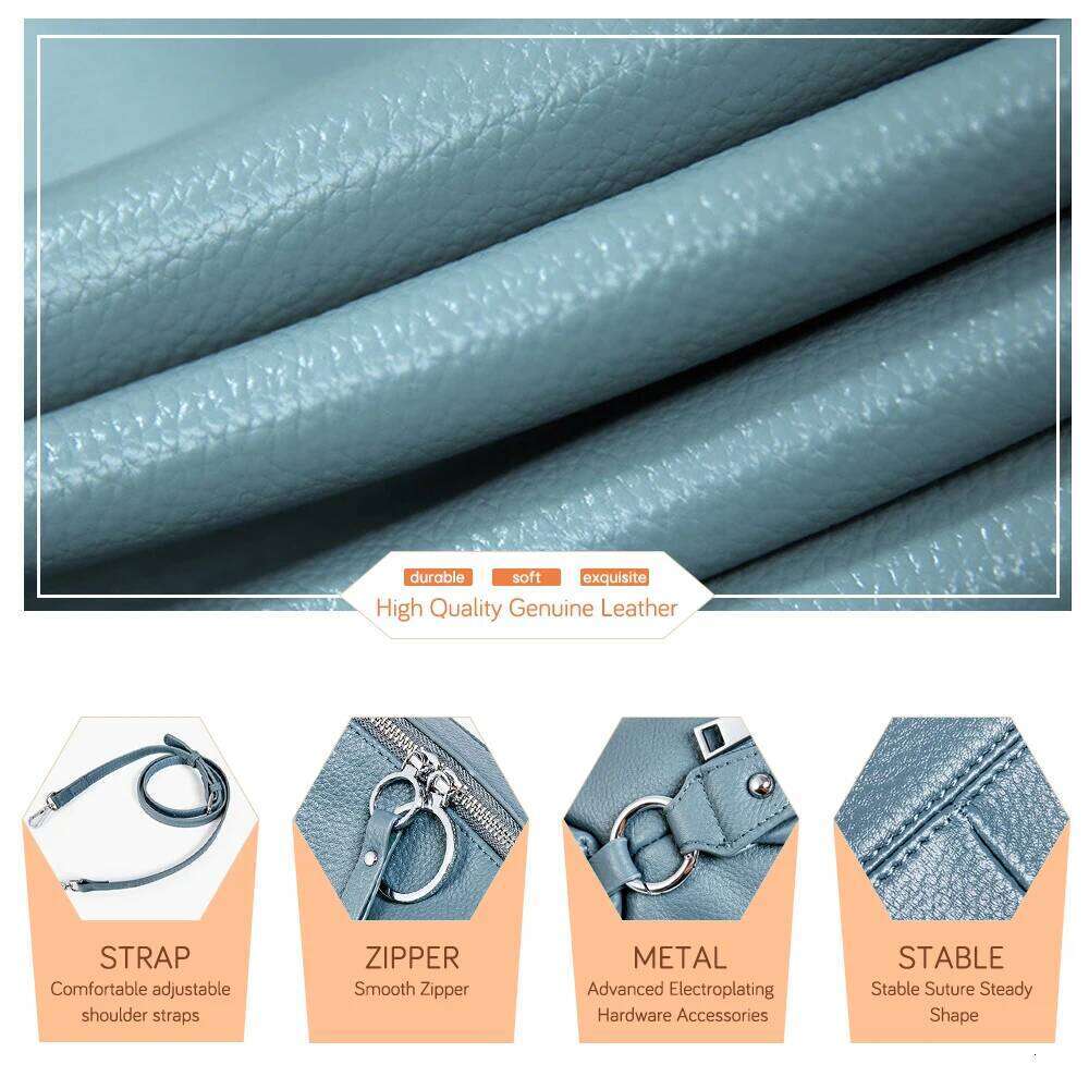 Zency Women's Handbag Genuine Leather Cowhide Cross Body Ladies Shoulder Top Handle Satchel Trendy 2025 Boston Bags Shopper