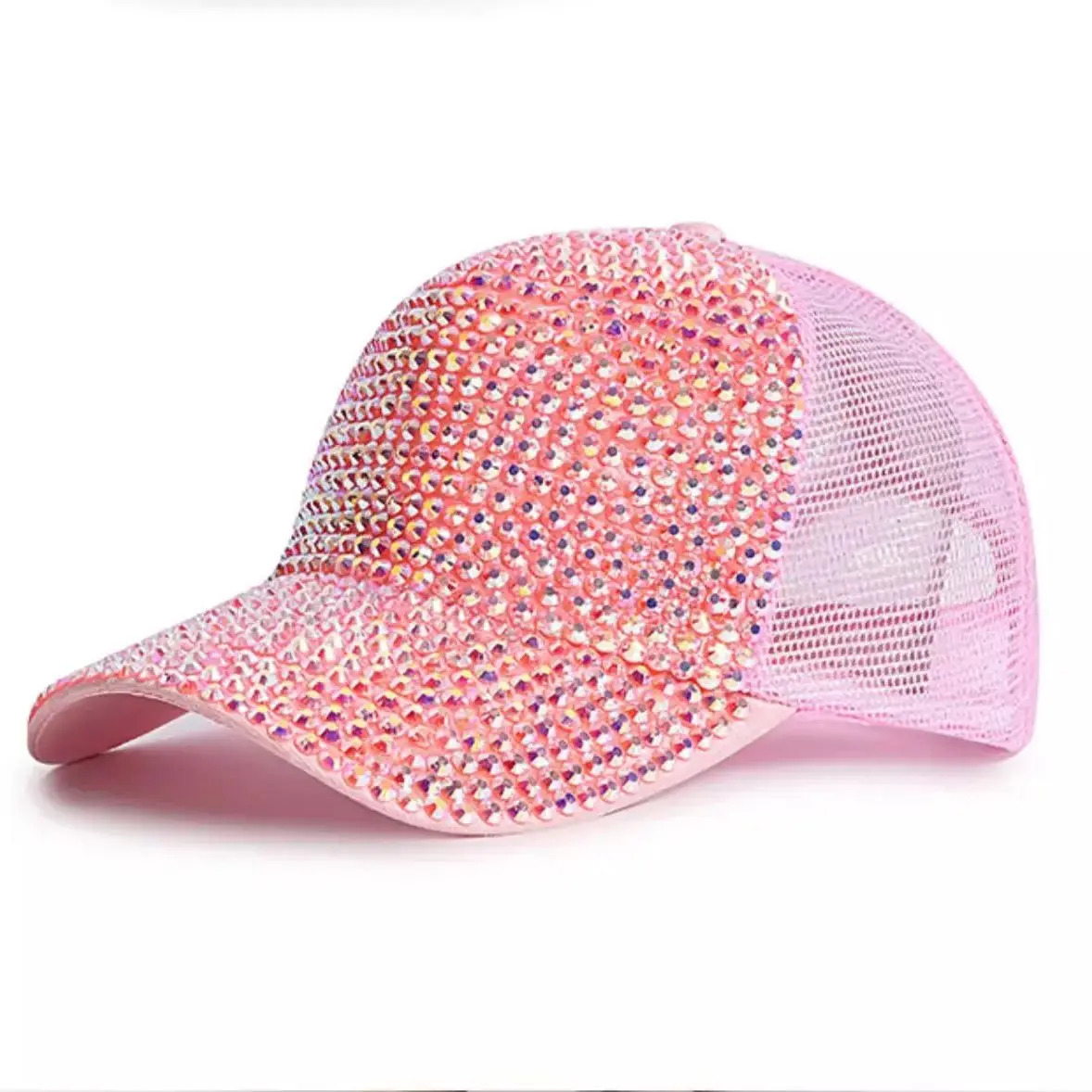 Baseball Cap Women Full Rhinestone Beads Mesh Cap Street Fashion Hats Casual Party Hip Hop Kpop Dance Cap Men Summer 250603