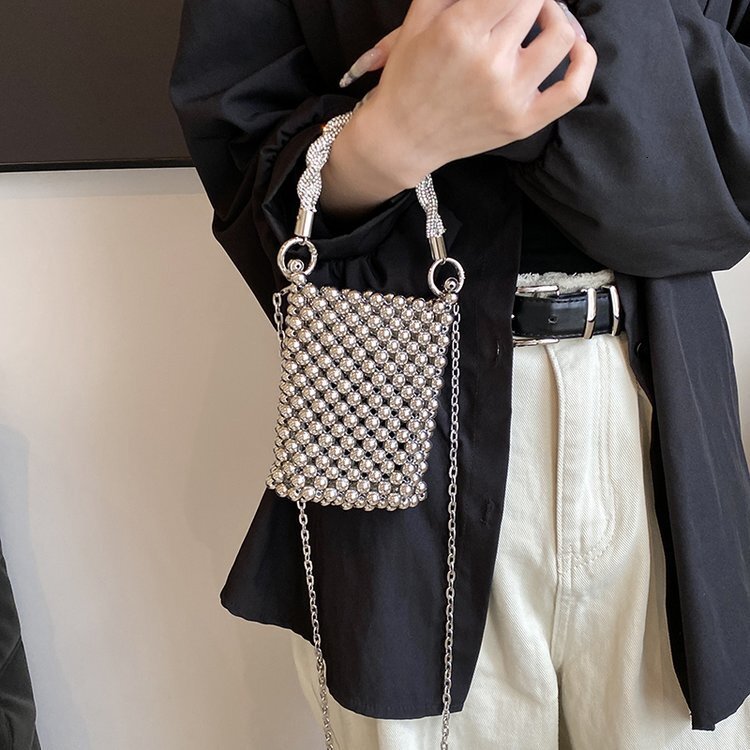 Exquisite bead woven women's handbag, new fashionable multifunctional mobile phone bag, designer women's crossbody bag