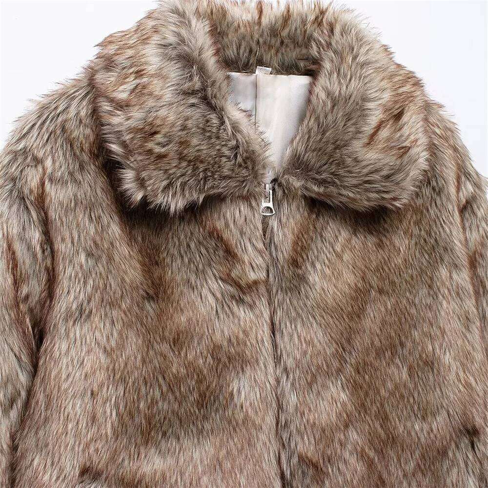 Coats Designer Women UNIZERA Women's Pocket Decoration Warm Zipper Style Fur Autumn And Winter New Item Lapel Long Sleeved Loose Jacket Designer