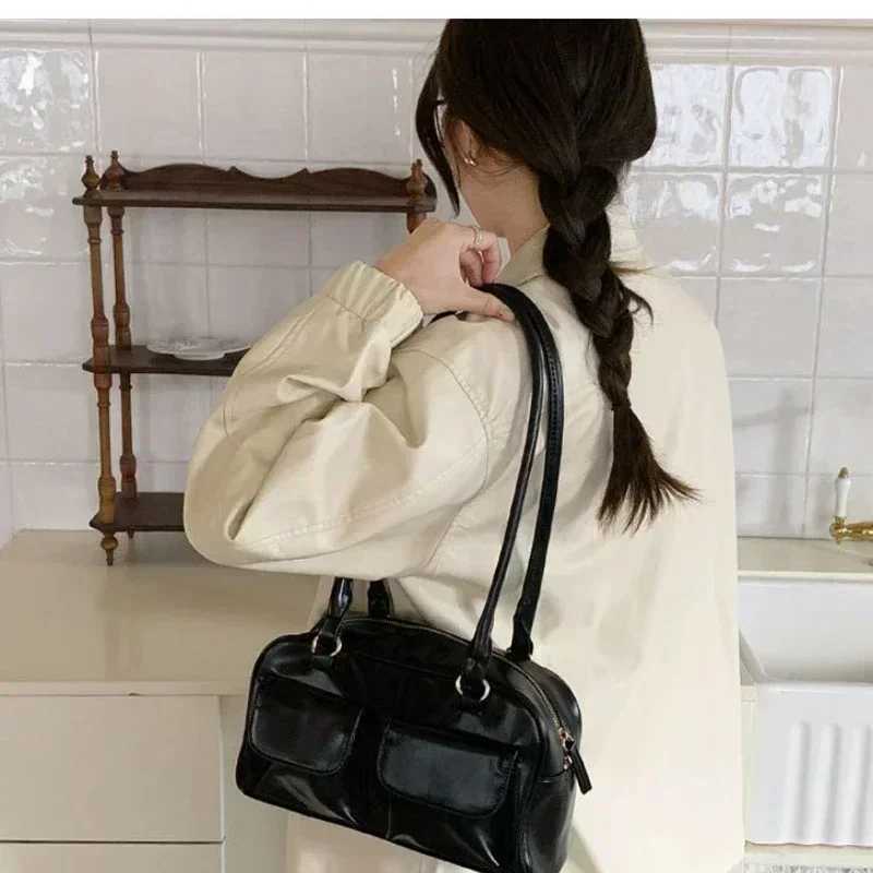 Vintage Women Business Shoulder Bags Simple Ladies Commute Tote Bag Pu Leather Female Underarm Bag Burgundy Large Handbags PurseXJ250605