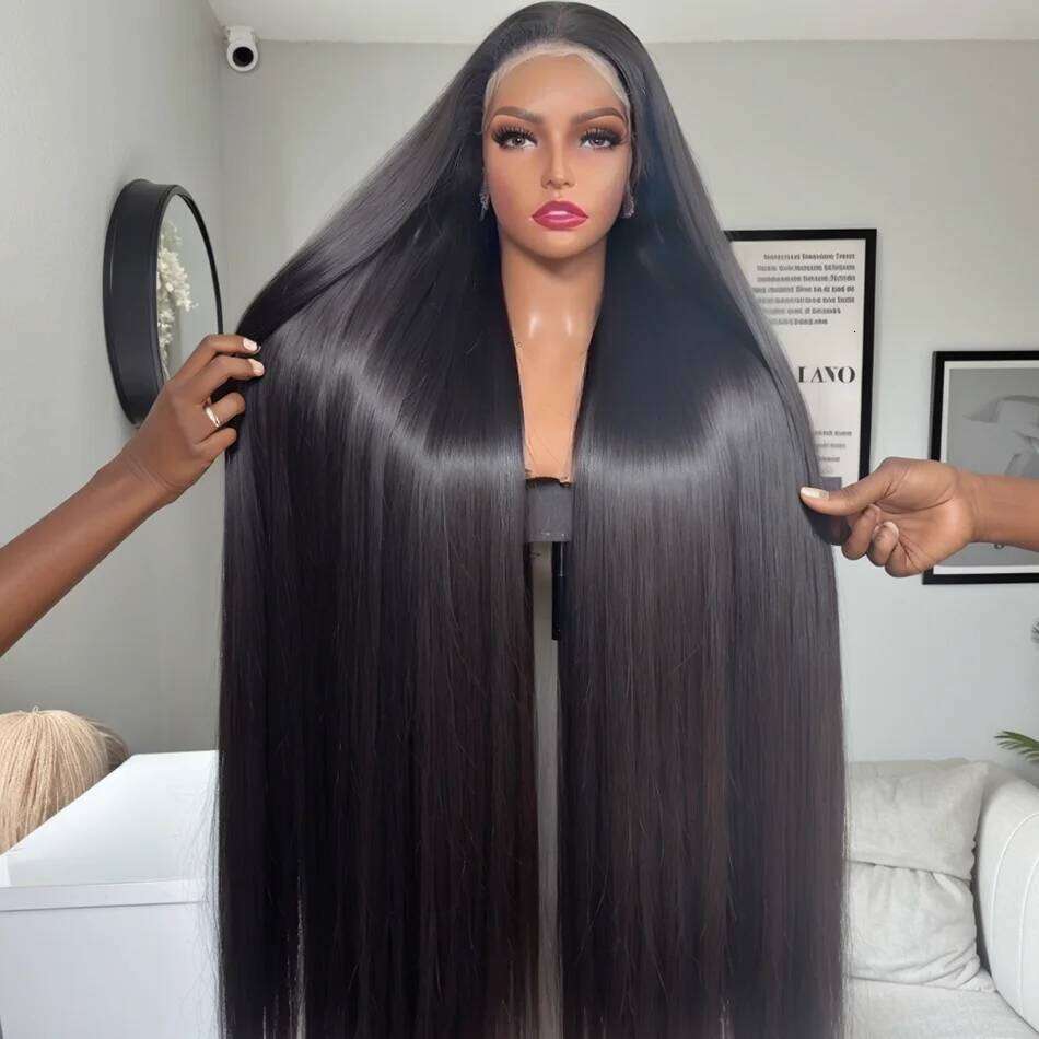 250 Density Straight 13x6 HD Transparent Front Wigs 30 40 Inch Brazilian Remy 13x4 Human Hair Lace Wig