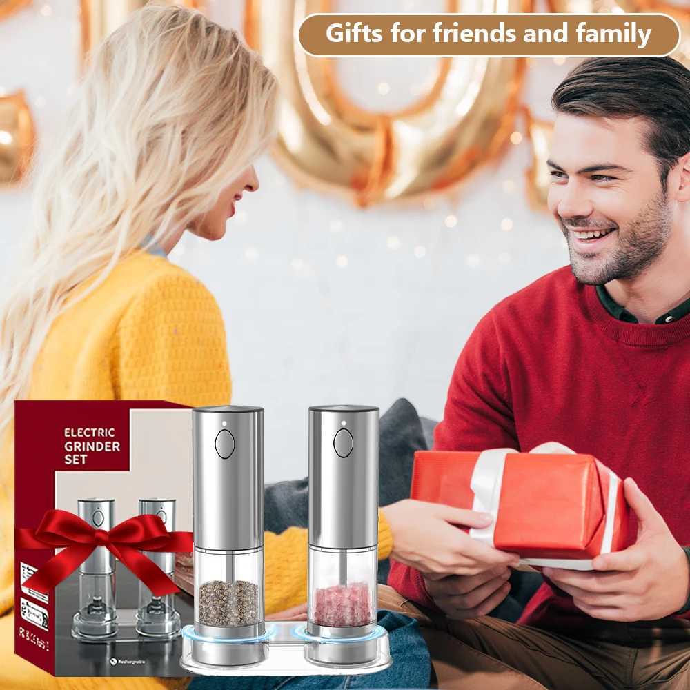 Electric Pepper Grinder Stainless Steel Salt And Pepper Grinder USB Rechargeable Adjustable Coarseness Spice Mill Kitchen Tool X250605