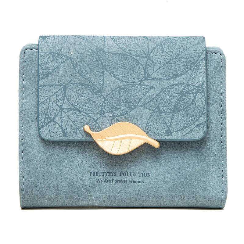 Purse short new niche design simple retro frosted leaf women's fashion coin purse zipper folding student wall