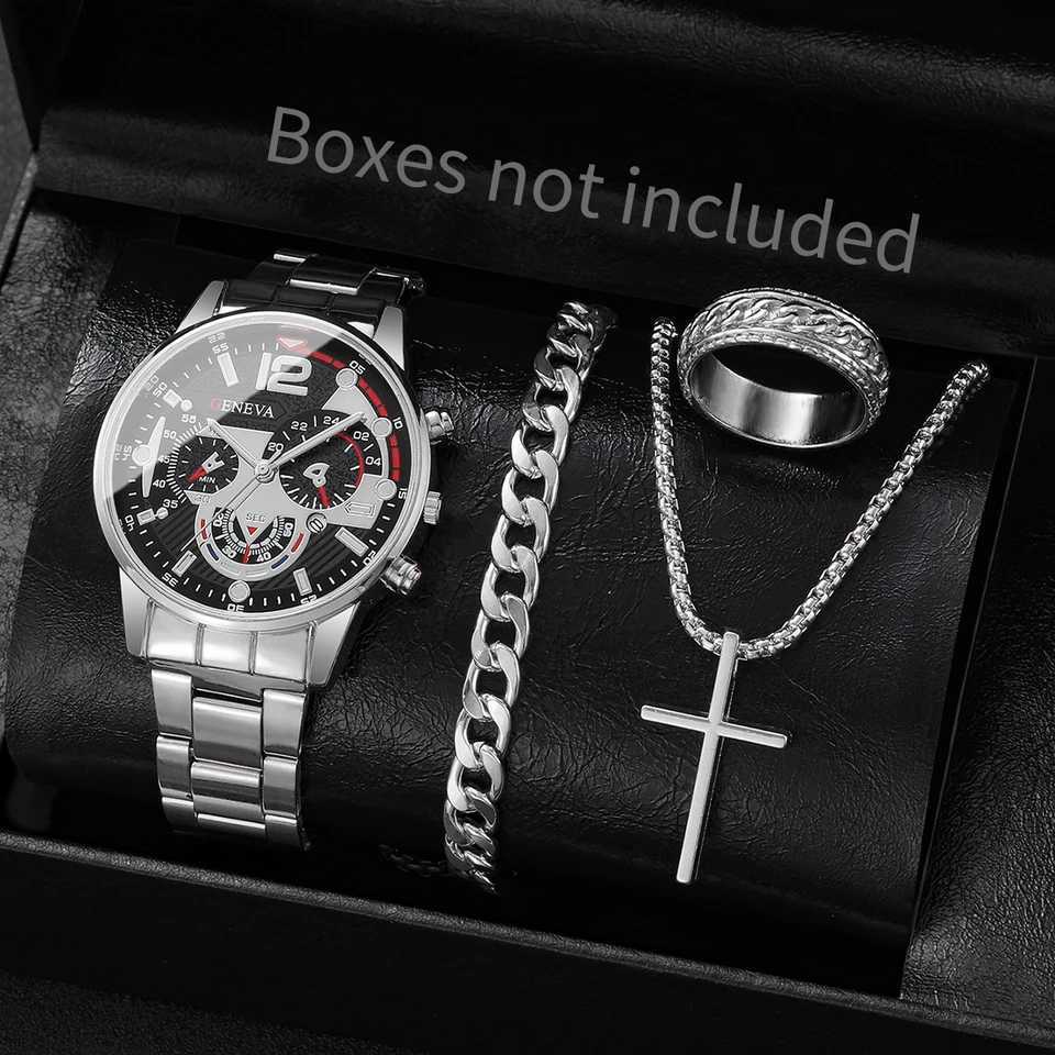 4PCS Men Business Watches Set Fashion Analog Quartz Watch for Mens Clock Reloj HombreWithout Box Y250605
