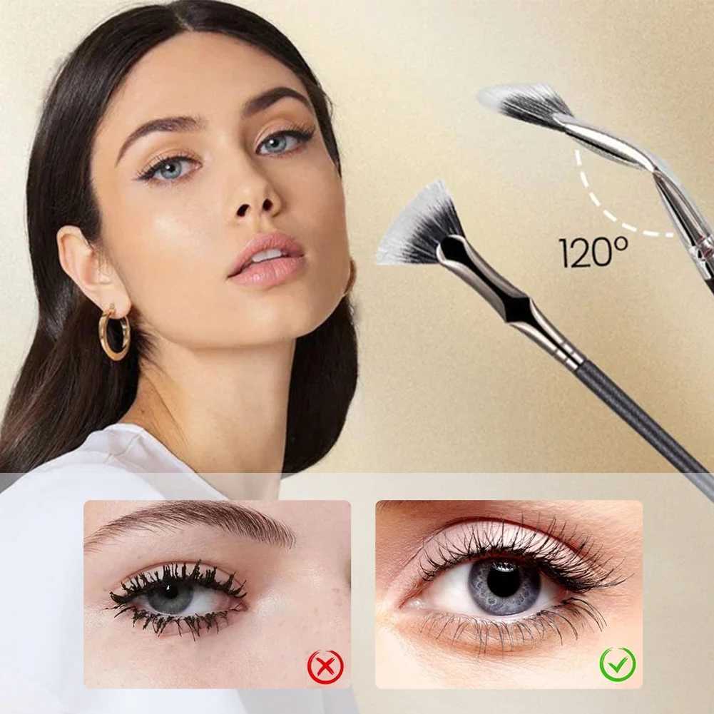 Angled Fan Shaped Eyelash Brush Multifunctional Eyelash Eyebrow Makeup Brush No Smearing Clumping for Upper Lower Eye Lash W250605
