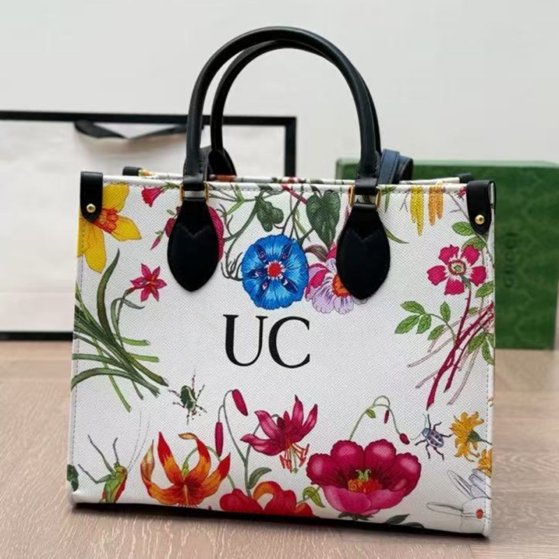 Girl's light luxury flower shopping bag one shoulder bags Designer's letter bag fashionable mommy makeup bags 2025