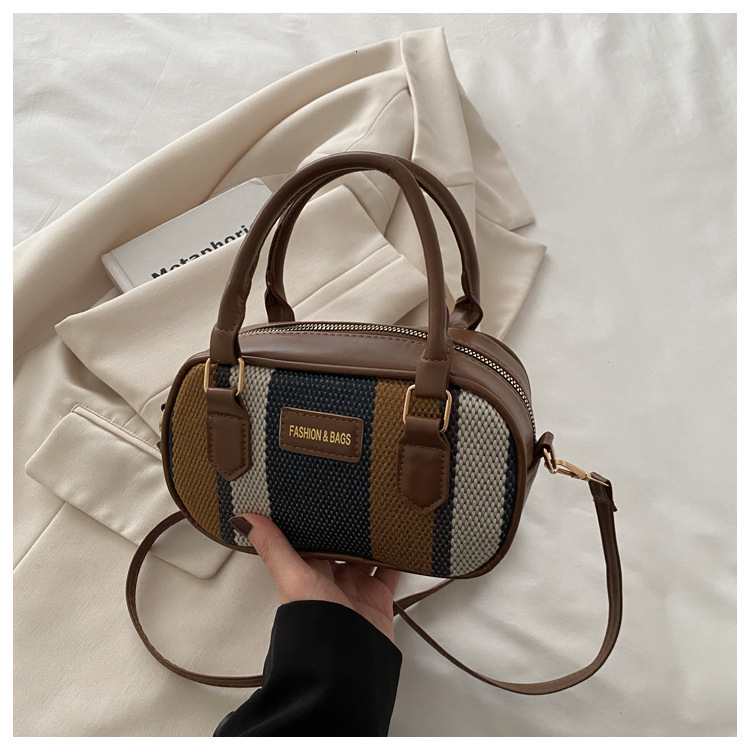 Top quality brand high-quality new free designer bag 2025 new simple texture retro striped color handbag shoulder width new free designer bag
