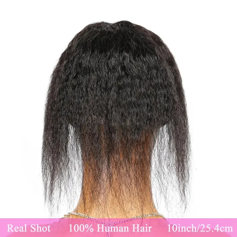Kinky Straight Natural Black Topper Hair With Bangs Human Hair Toppers For Women Invisible T Part Clip In Hair Extensions Daily 250529