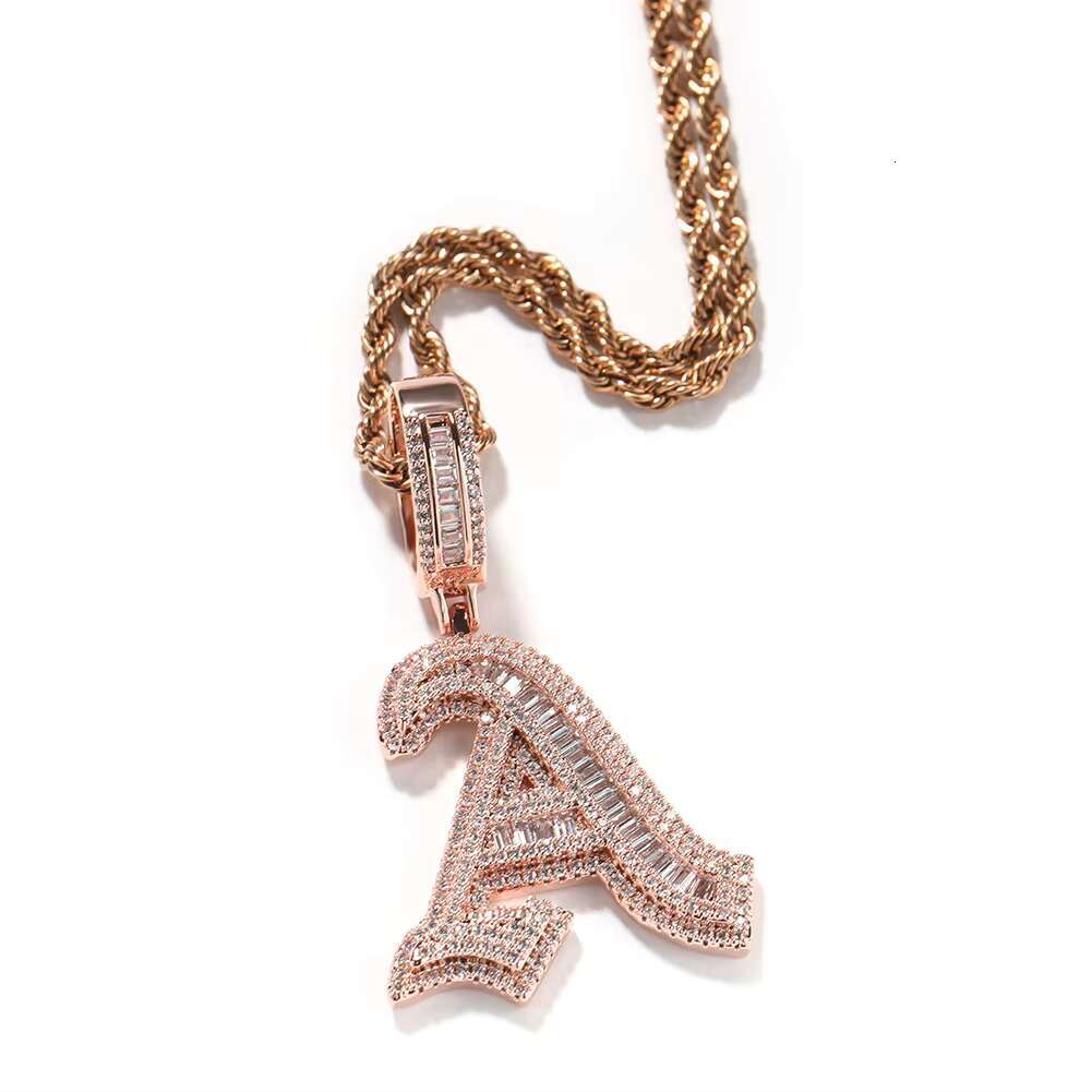 Iced Out A-Z Letter Pendant Large Ancient English Letter Necklace Baguette Single Name Pendant Hot Sales Jewelry