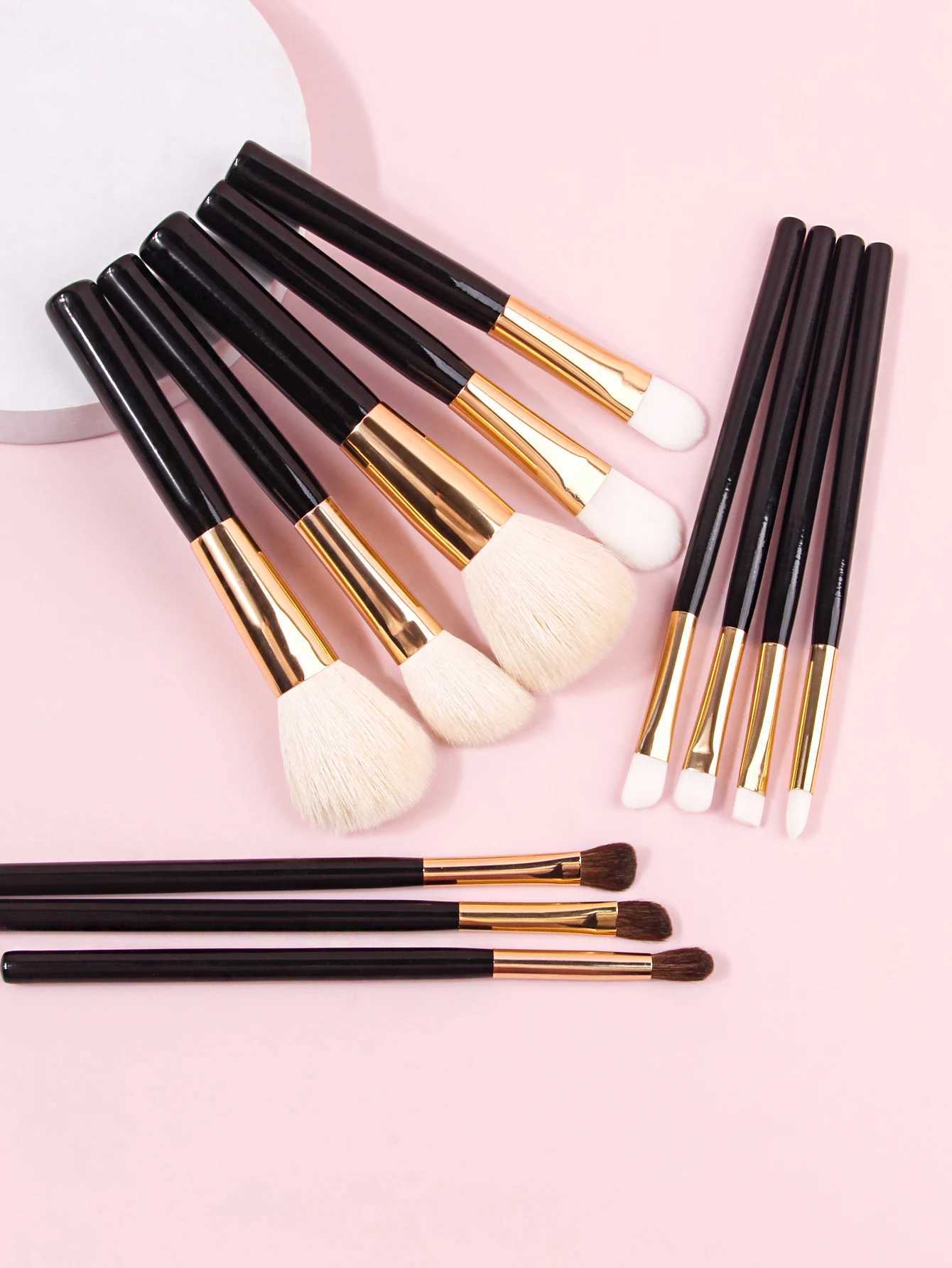 12 Pcs Goat Hair Black Color Makeup Brushes Set Cosmetic Powder Eye Shadow B Blending Beauty Make Up Maquiagem W250605