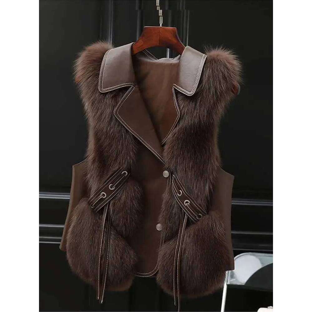 Fur Coat Women's Vest 2025 Autumn and Winter New Jacket Short Outerwear Lady Clothing