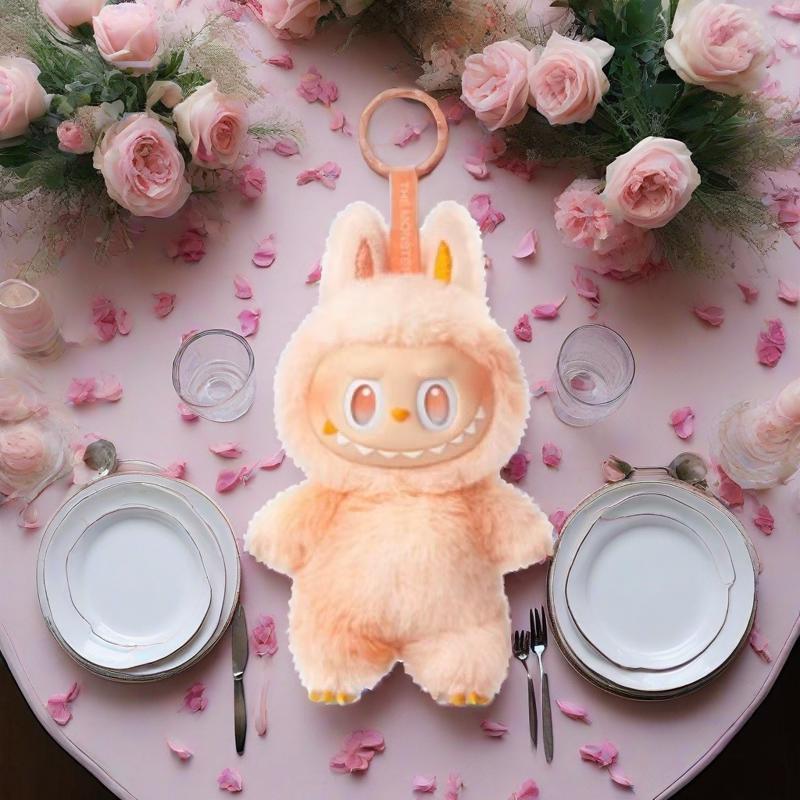 Cute plush rabbit clothing pendant gradient color cartoon keychain big eyes doll backpack jewelry trend handmade