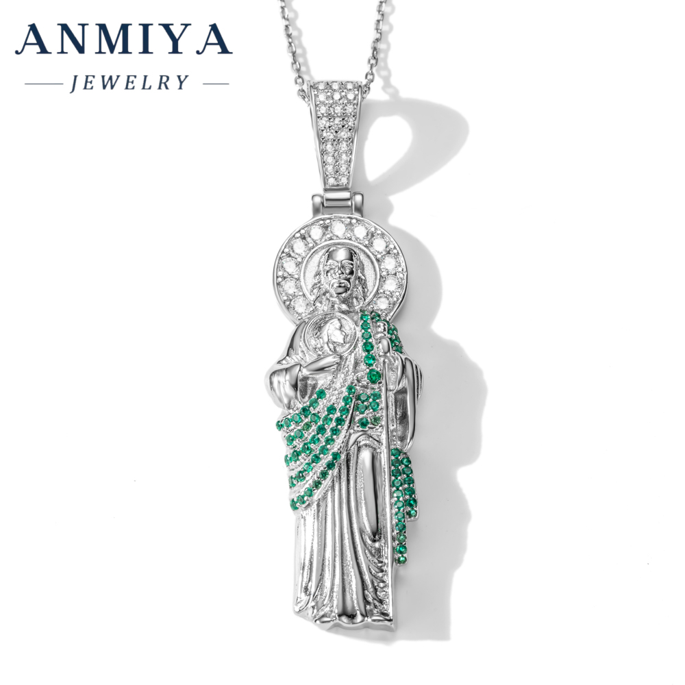 Religious 925 Silver Jewelry Pendant Necklace with Jesus Christ Figure for Christian Gift and Spiritual Wear