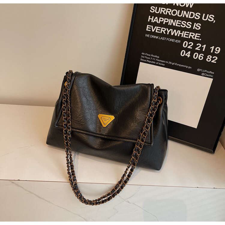 New Women PU Shoulder Bags Chain Crossbody Bag Large Capacity Tote Bags Fashionable Versatile Casual Style Simple Exquisite Brown Free shipping Classi