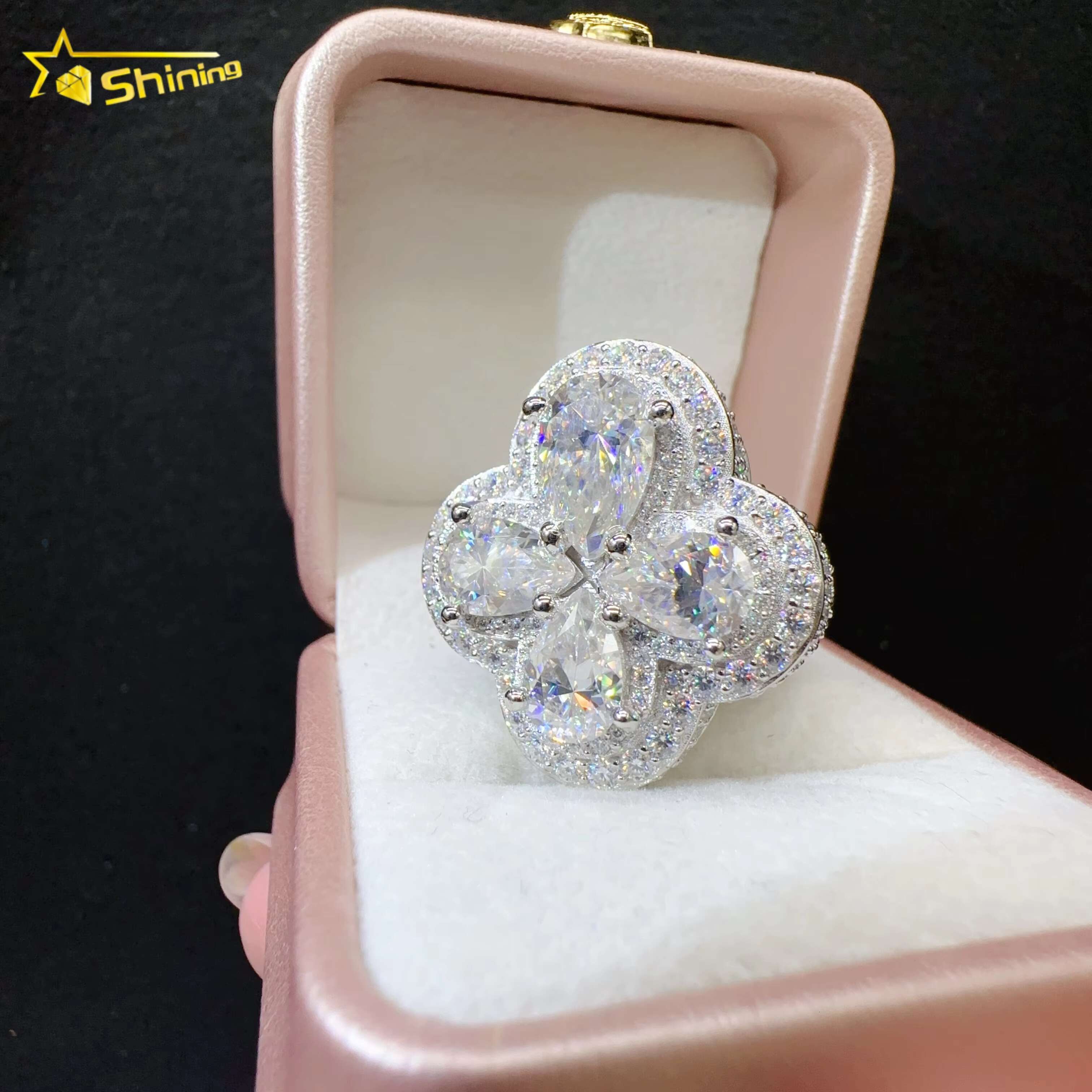 Hip Hop Iced Out Rings Custom Lab Diamond Vvs Moissanite Iced Out Jewelry Cross Ring