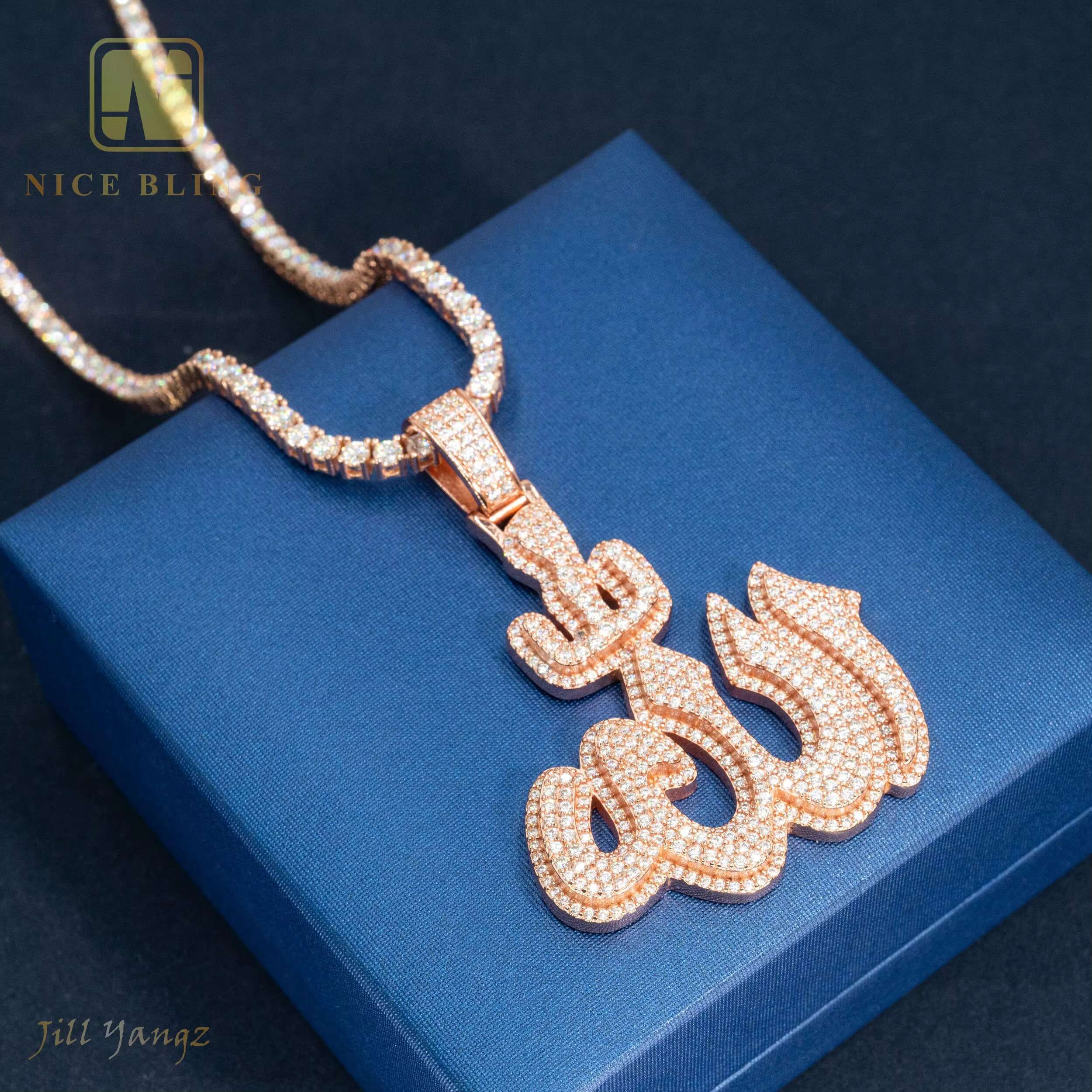 Hip Hop Rock Fire China Jewelry Wholesale Gold Plated Brass AAAAA+ Cubic Moissanite Fashion Iced Out Pendant Gif for Men Women