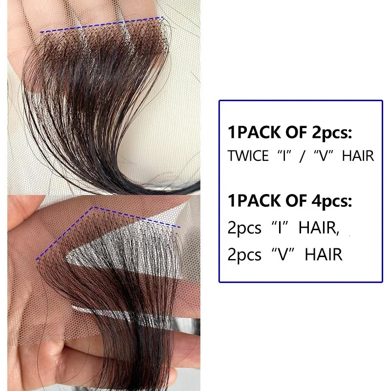 15cm 100% Human Hair Invisible Natural Bangs Black Lace Edges Seamless Covering Forehead Hairline Patch Sideburn Edge Patch 250529