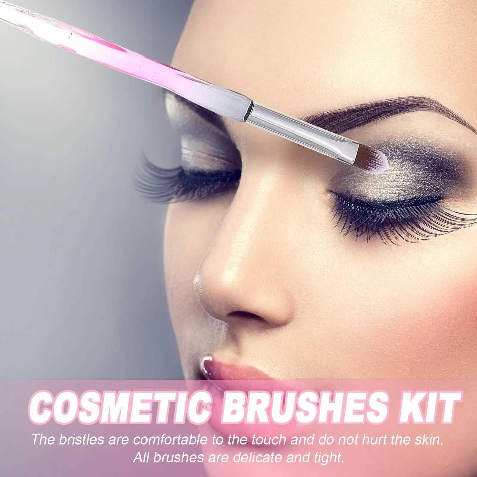 10 Pcs Plastic Handle Makeup Brush Kit for Women B Suit Crystal Fiber Wool Tool Miss Eyeshadow W250605