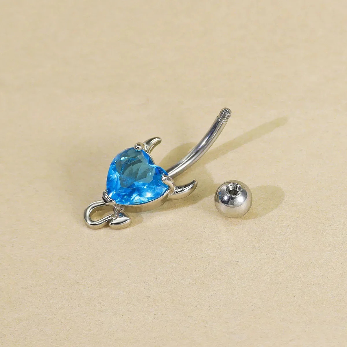 3Pcs Steel Heart Navel Belly Button Rings Devil Shape Colored Zircon CZ Belly Piercings Jewelry Piercings Women Gift 250530