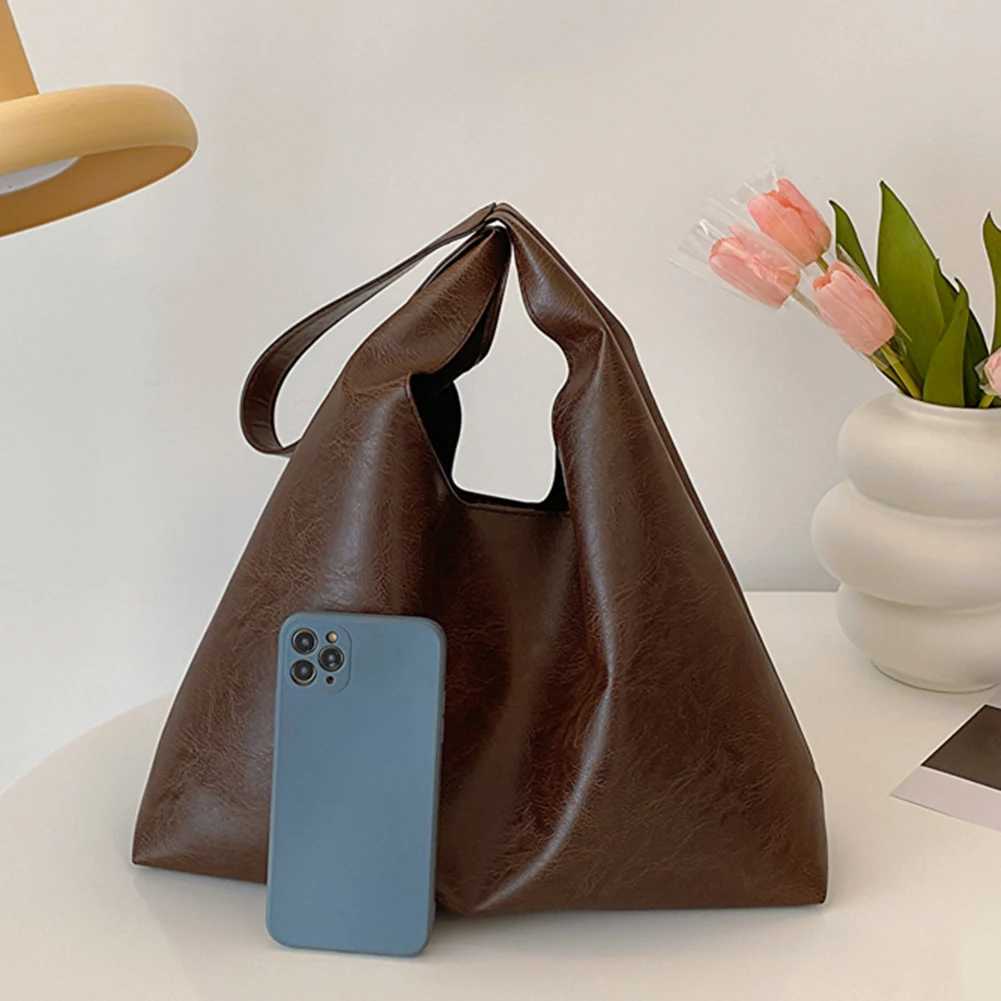 Lightweight PU Soft Leather Tote Bag Large Capacity Women Big Shoulder Bag Underarm Bag Hasp Closure Casual Style Commuting Bag XJ250605