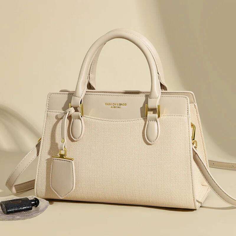 Women's handbag designer premium structural bag minimalist shoulder bag with detachable chain and patch canvas, office to weekend