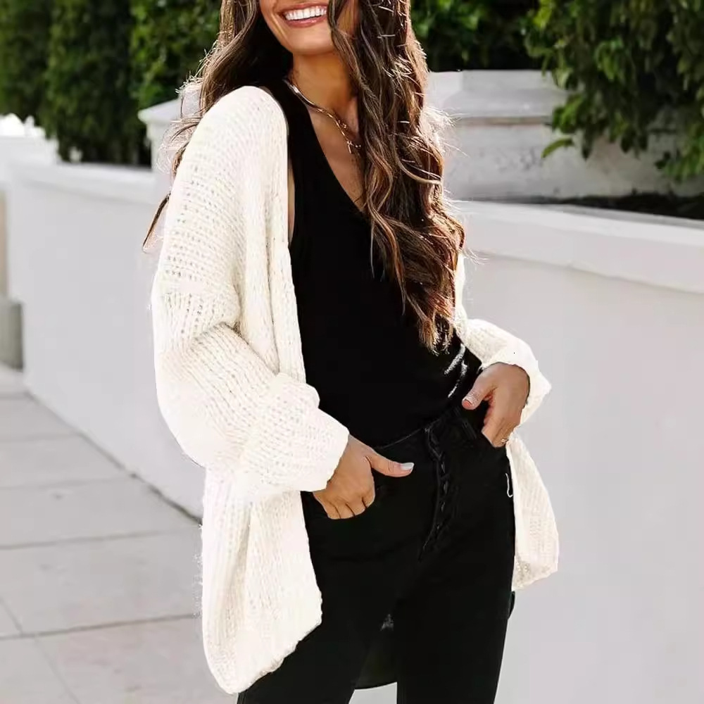 Womens Long Knit Cardigan Sweater Coat No Buttons Loose Fit Outerwear Sweater Top 220923