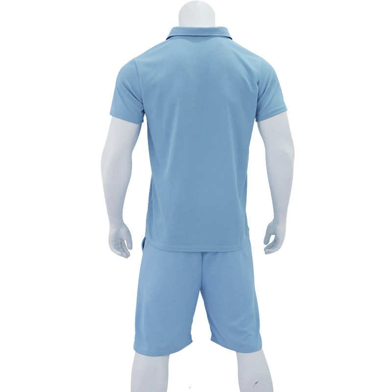 Summer Mens Polo Shirt Set Solid Color Waffle Short Sleeve Slim Fit Polo Neck T-shirt Casual Mens Style 250604