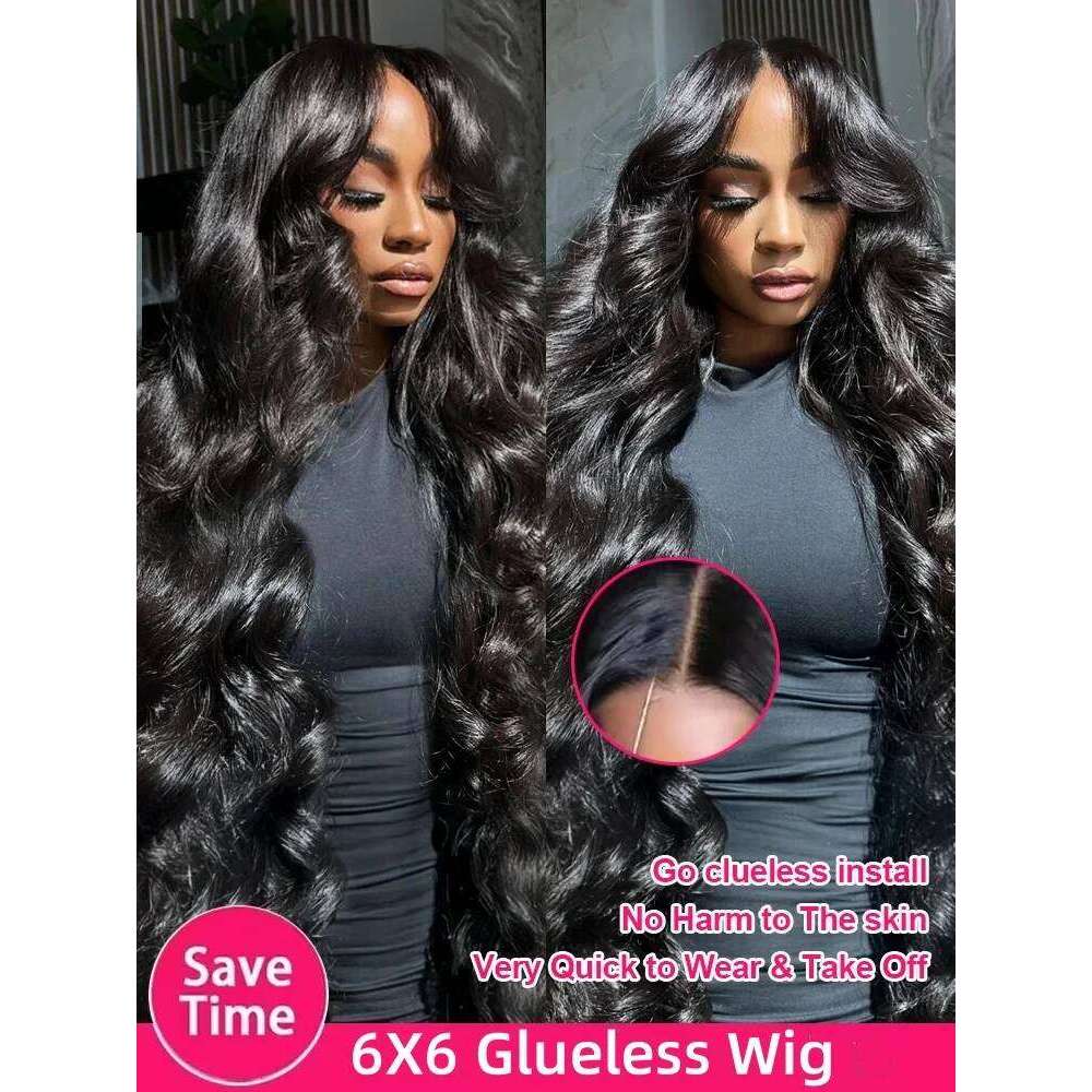30 40 Inch Black 13x6 HD Front Wig Body Human Hair Wigs Water Wave Lace Frontal Glueless 6X6 Closure Remy 250 Density