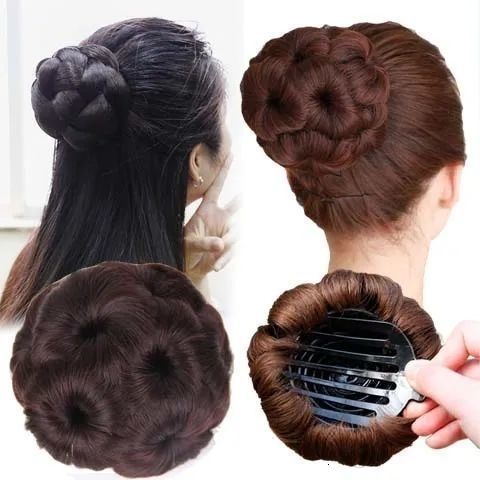 Chignons Soowee Synthetic Hair Braided Chignon Dancer Hair Donut Hairpieces Scrunchie Claw Hair Bun Updo for Wedding Party 230613