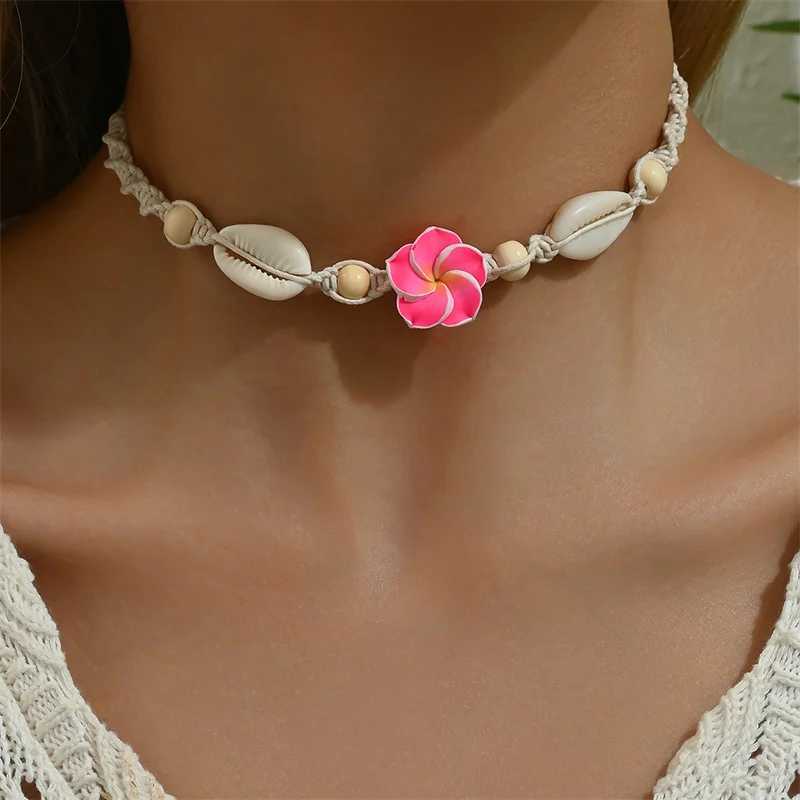 Bohemia Sea Shell Choker Necklace For Women Fashion Summer Sweet Flower Pendant Hand-woven Rope Neck Chain Jewelry Accessory XJ250604