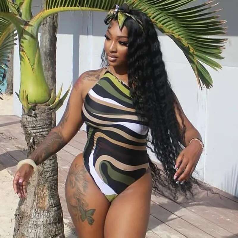 Summer's New Streetwear Creative Digital Printed Sleeveless Tie-up Backless Tight-fitting Jumpsuit