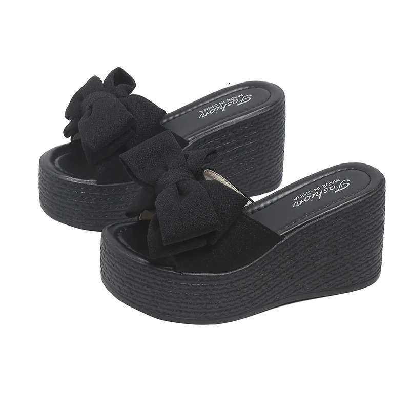 Women Bow Summer Sandals Slipper Indoor Outdoor Beach Shoes Womens Flip Flops on The Platform 250605