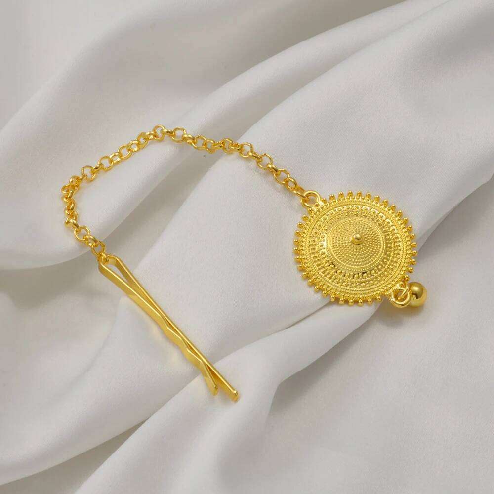 Anniyo Ethiopian Eritrean Habesha For Women Girls African Gold Color Ethnic Hair Jewelry Forehead-Chain #302316