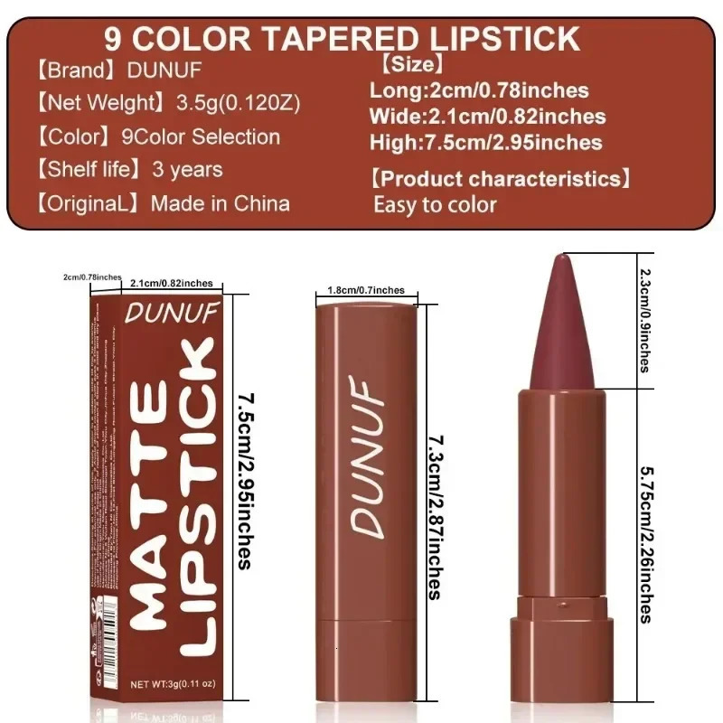 9 Colors Gradient Lip Liner Matte Black Brown Velvet Lipstick Waterproof Non Sticky Contouring Tint Lipliner Crayon Lip Makeup 250605