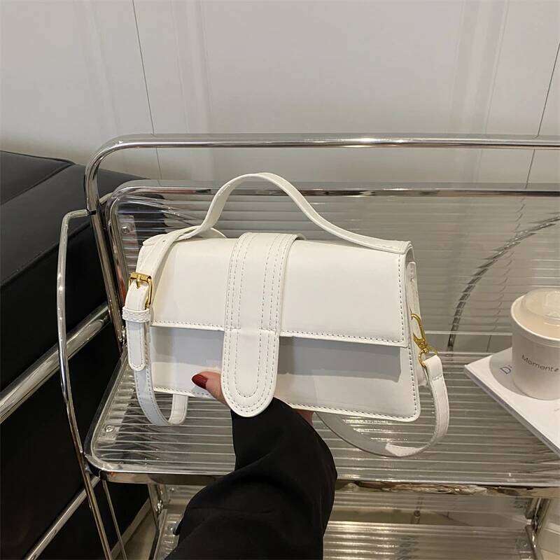 Stylish Ladys Leather Shoulder Tote - Designer Cross Body Purse Golden Trim Details