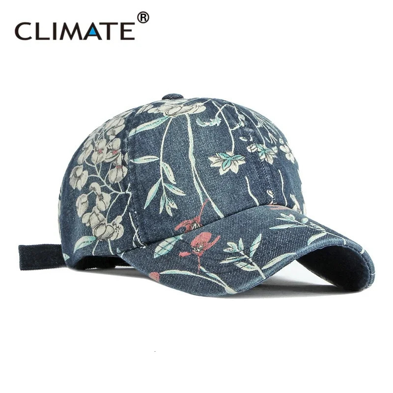 CLIMATE Women Fashion Flower Denim Baseball Cap Hat Floral Jeans Cap Denim Wear Cap Women Cool Hat Caps for Women Girls 250603
