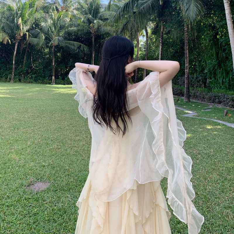 KC199 French niche chiffon butterfly sleeve sunscreen cardigan