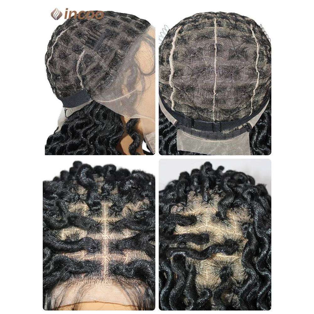 22" Curly Locs Synthetic Dreadlock Cheap On Clearance Sale Box Braids Hair Wig Full Lace Braided Wigs For Black Women