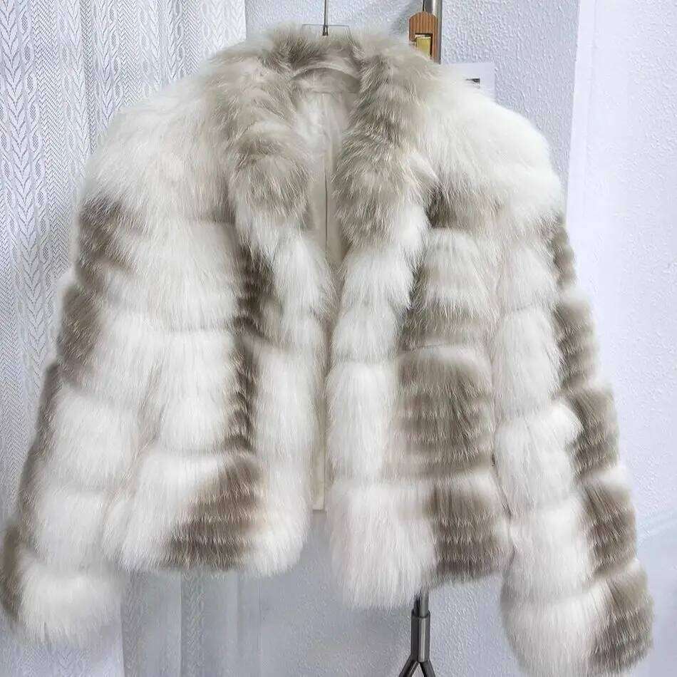 2024 autumn and winter new fox for women young style fur coat short sunset liqueur