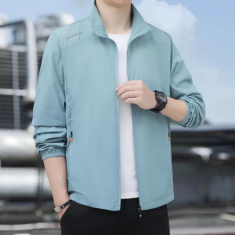 Sunscreen jacket for men in summer ultra-thin loose breathable skin jacket casual stand up collar jacket outdoor fishing qu 250605