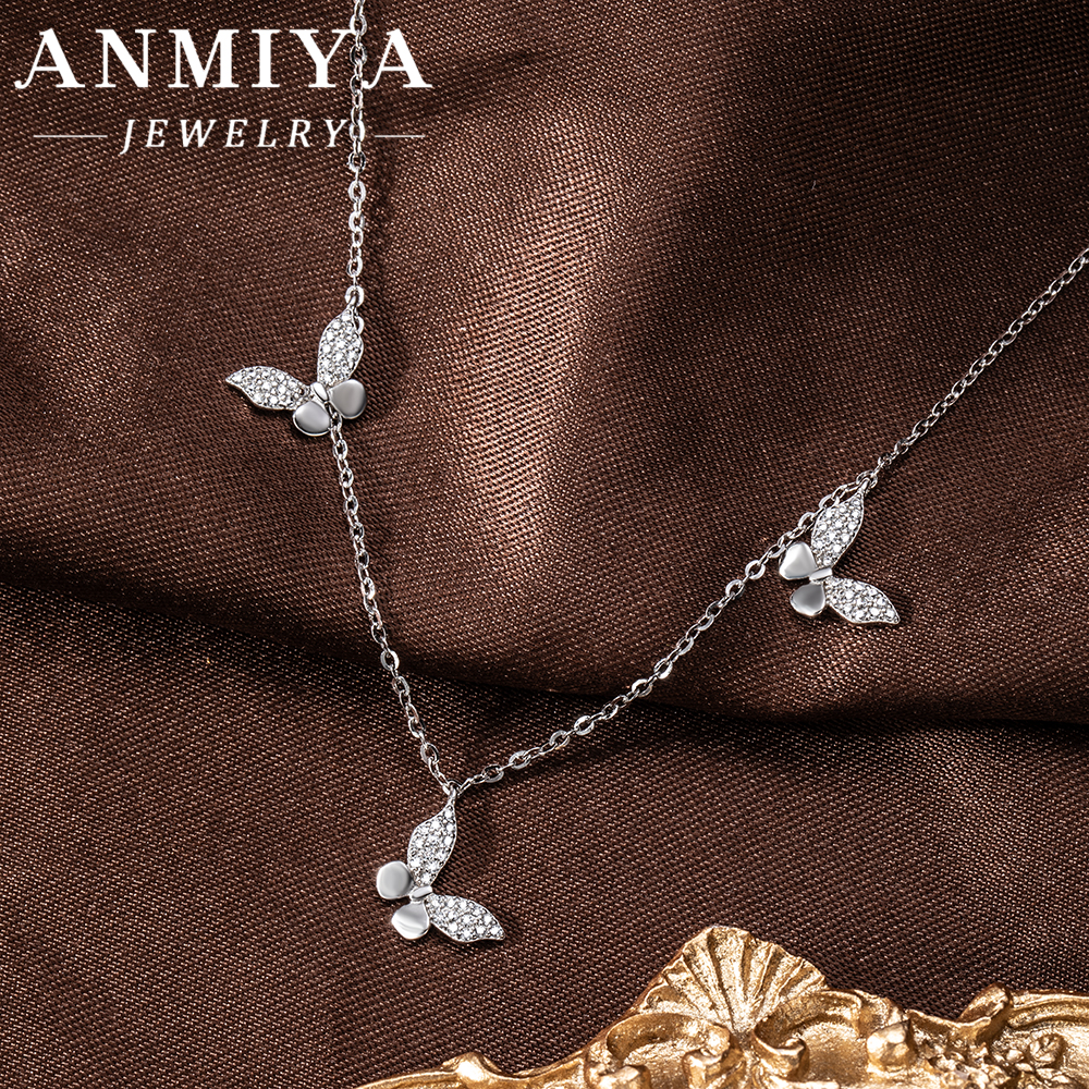 Wholesale Sterling Silver Jewelry Shiny 925 Necklace with Layered Necklace Design Featuring Multi Butterfly Pendant for Gift Set
