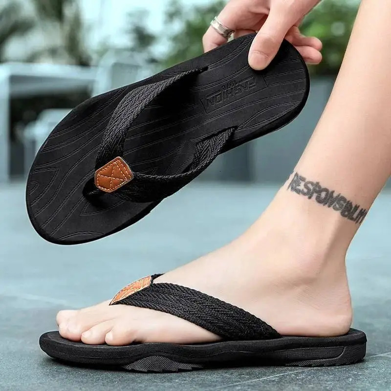 Mens Flip Flops Casual Beach Shoes Large Size Men Sandals Summer Leisure anti slip Leisure anti slip 250605