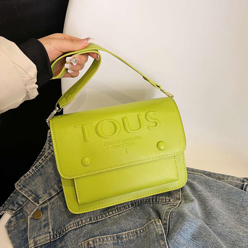 Trendy Women's New Fashion Letter Embossed Handbag Shoulder Elegant Versatile Simple Crossbody Small Square Bag