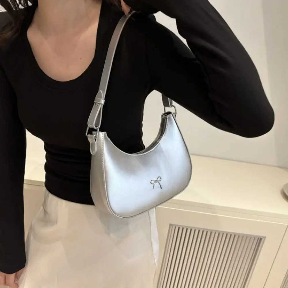 Trendy New Design Bowknot Armpit Bag Solid Color Korean Bowknot Underarm Bag Sweet PU Leather Y2K Handbag Women XJ250605