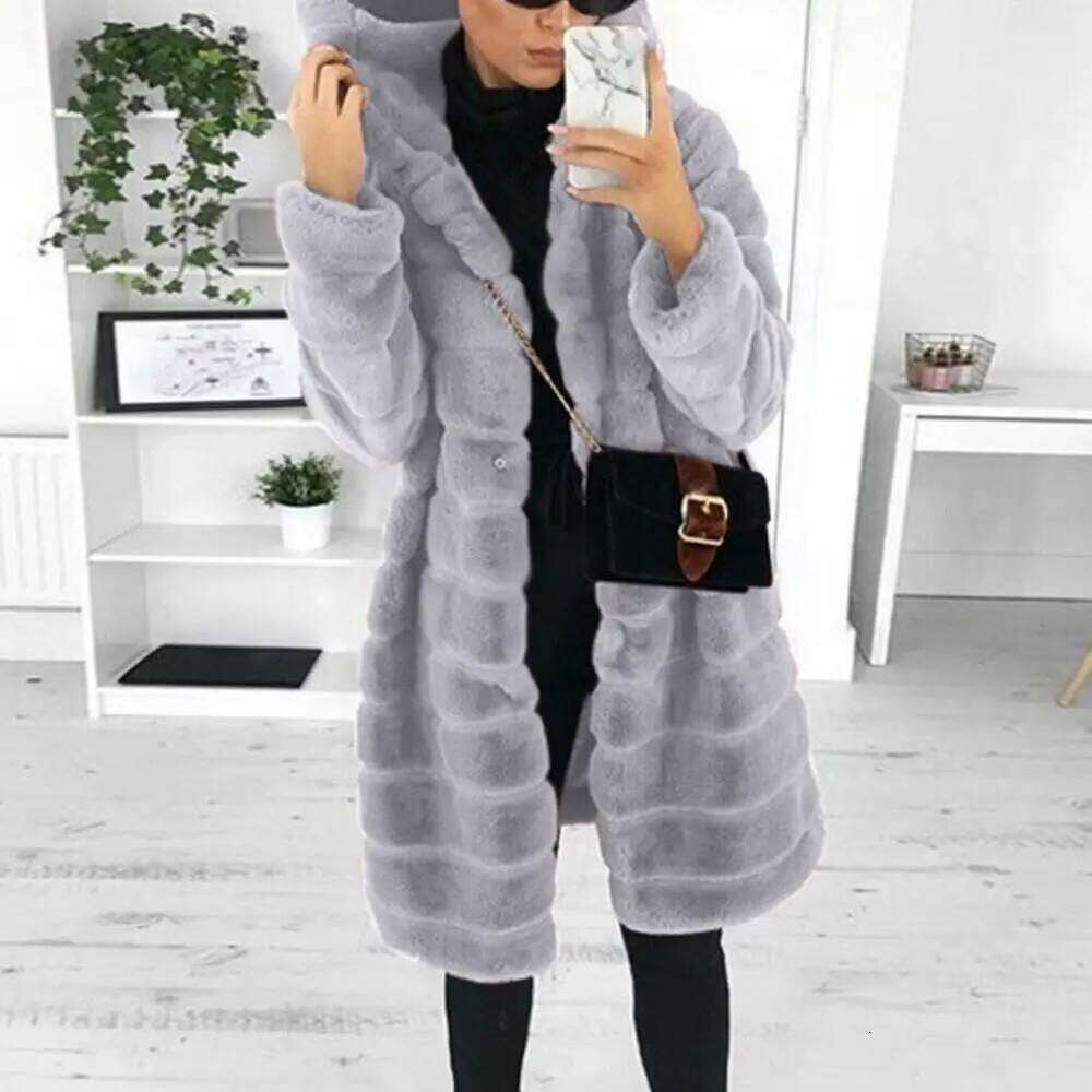 Winter Fur Outwear Thick Long Sleeve Jacket Fashion Outerwear Women Warm Faux Coat Hidden Button