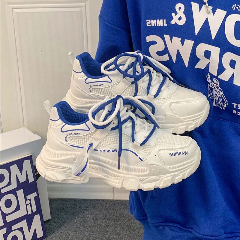 Milk Blue Breathable Dad Sneakers For Women Casual Shoes Summer New Versatile Thick Soled Sports Ins Style Student Casual Shoes Ddmysaturn