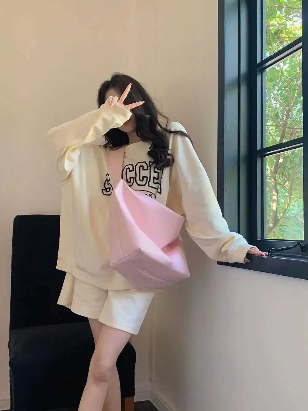 Women Tote Crossbody Bags High Capacity 2023 New Solid Color Pink Sweet Zipper PU Japanese And Korean Style Luxury Elegant XJ250605