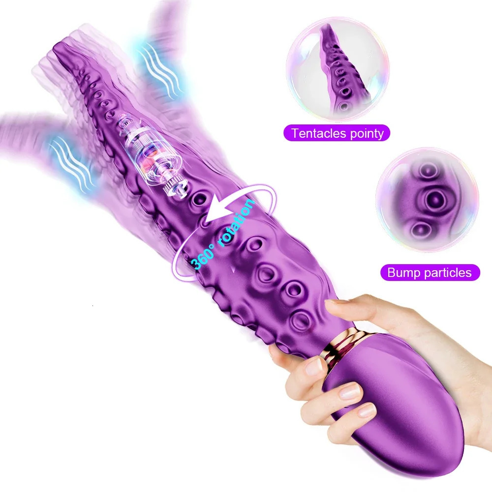 Octopus Tentacle Anal Vibrator Female G-Spot Clit Vagina Stimulation 360° Rotation Silicone Dildo Masturbation Sex Toys Women 250603